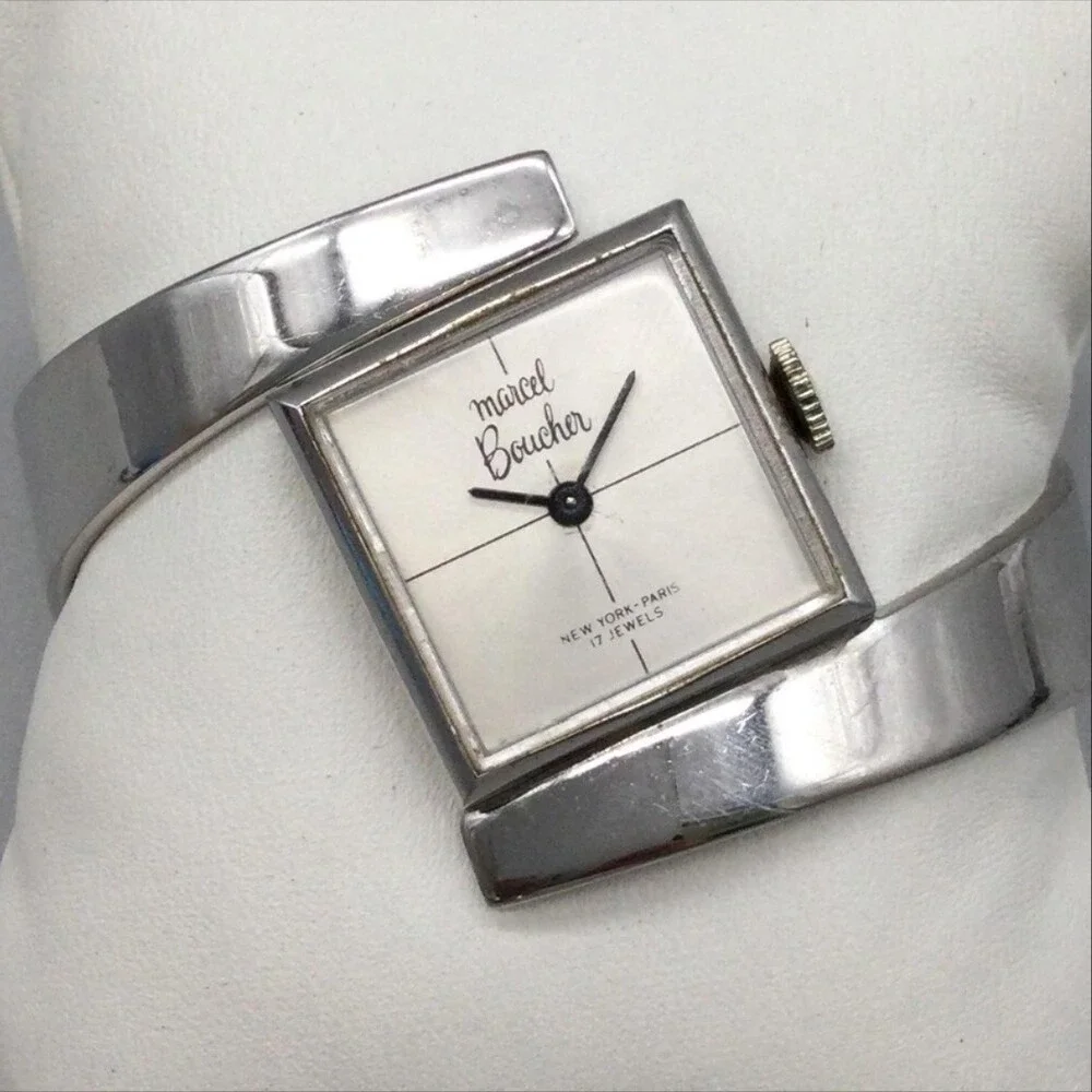 Vintage Marcel Boucher Womens Watch 22mm Silver Tone Bangle Manual Wind 6.5